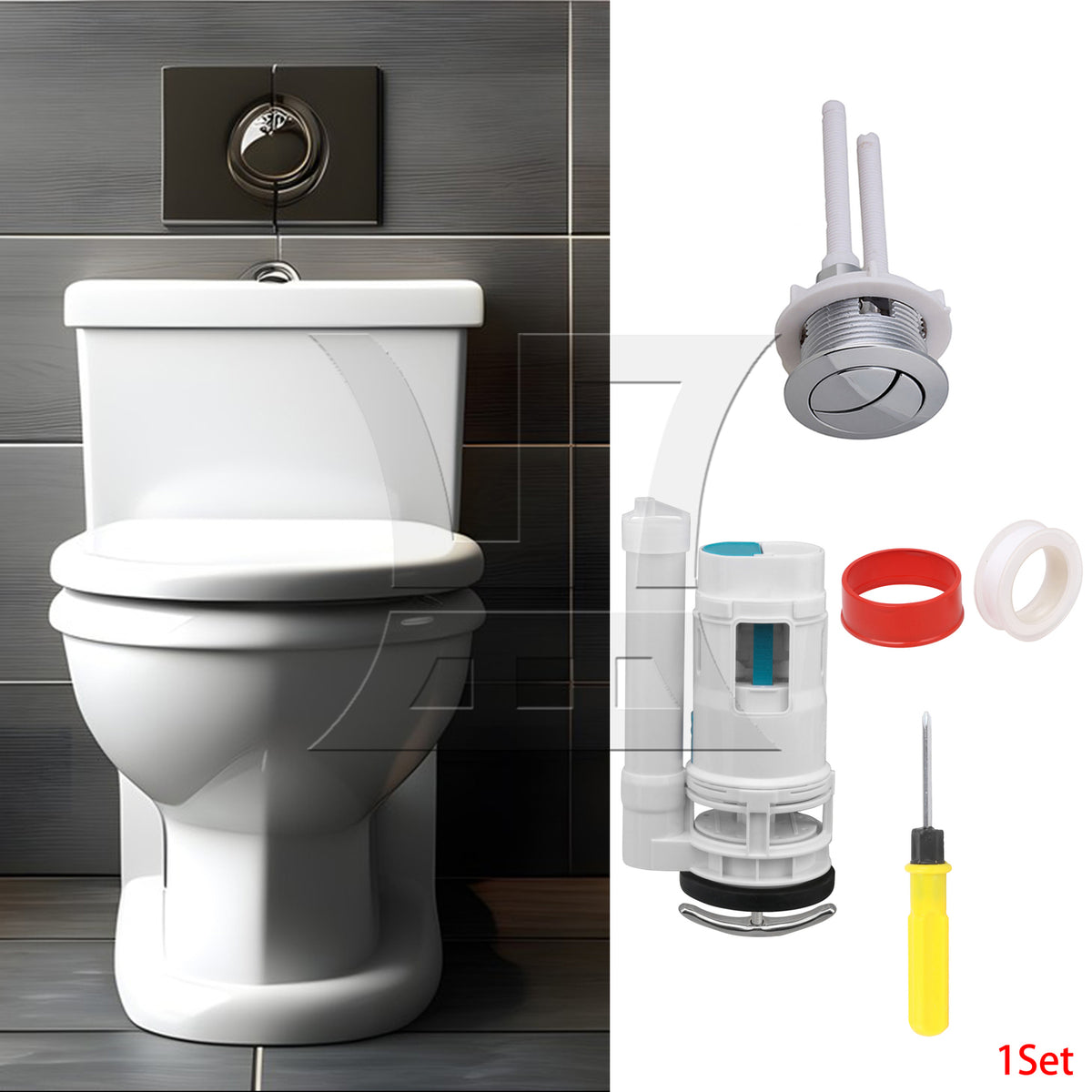 BQLZR Toilet Joined Water Tank Dual Flush Fill Drain Valve 7.09Inch Adjustable
