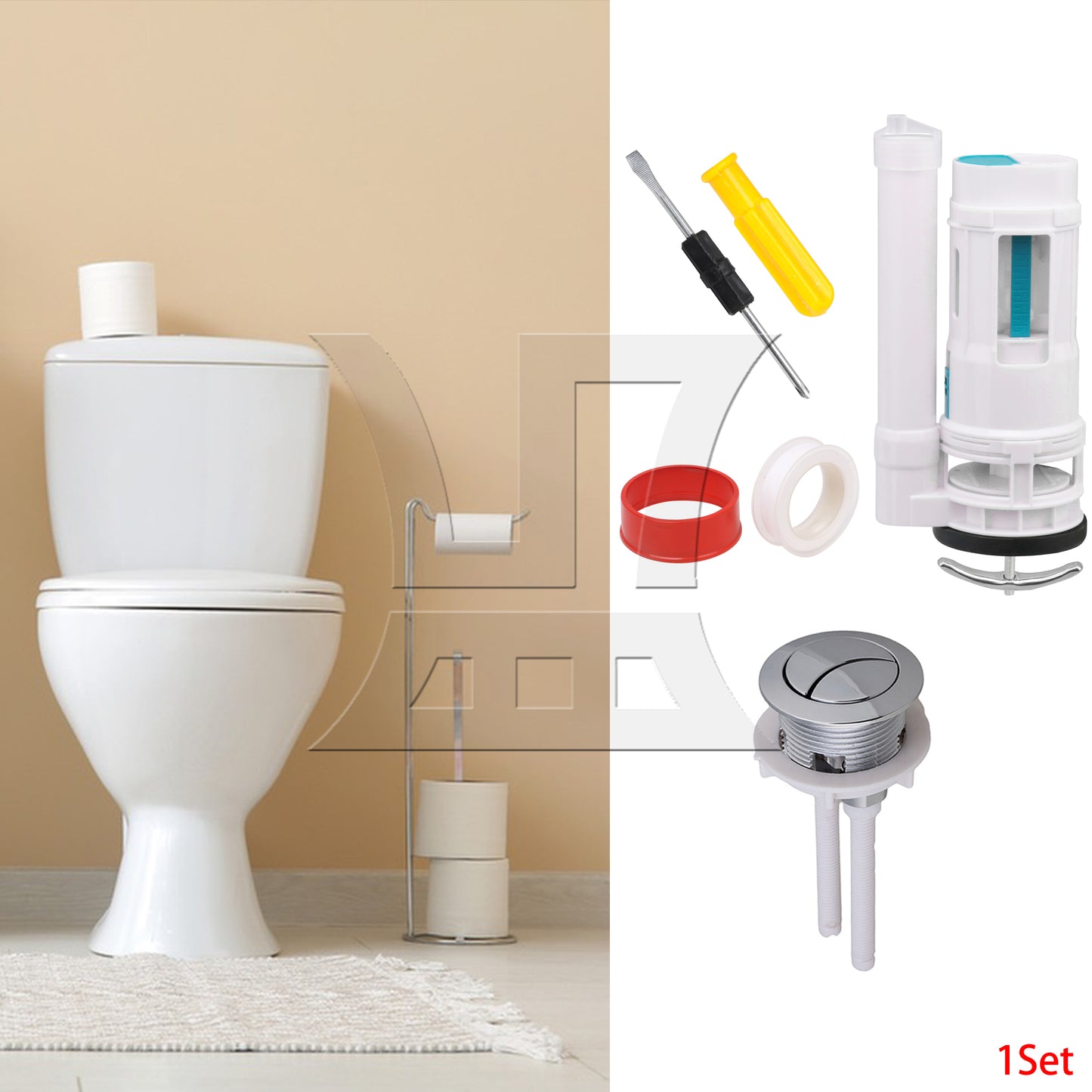 BQLZR Toilet Push Button Dual Flushing 38 mm Diameter with Adjustable Rod
