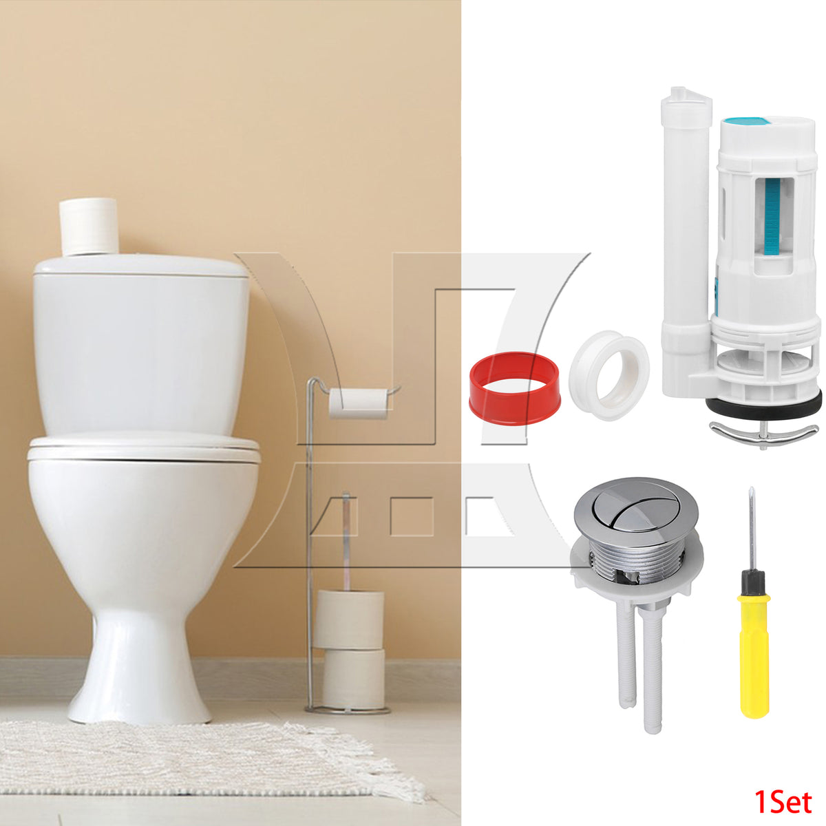 BQLZR Toilet Joined Water Tank Dual Flush Fill Drain Valve 7.09Inch Adjustable