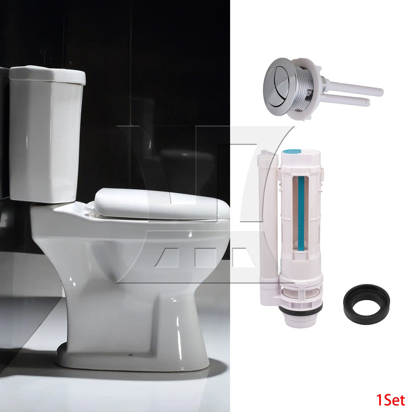BQLZR Toilet Push Button Dual Flushing 38 mm Diameter with Adjustable Rod