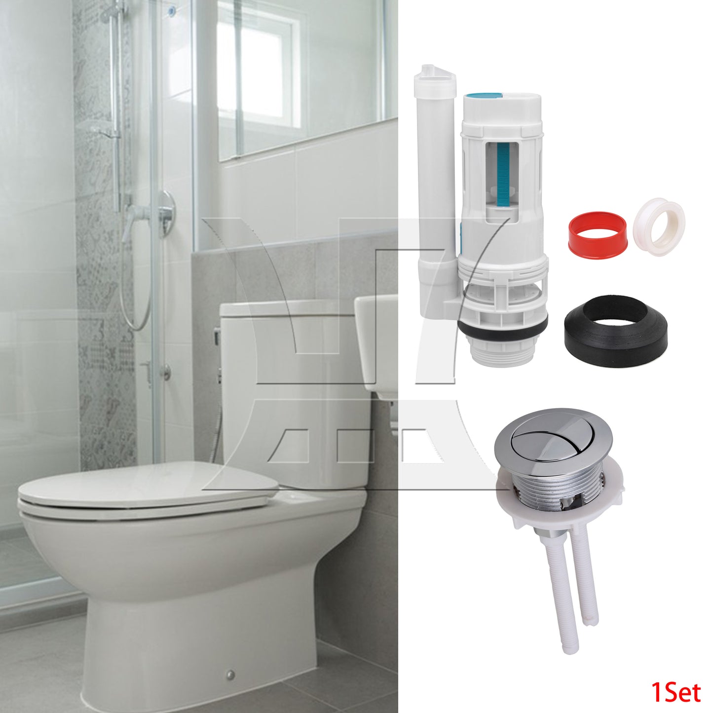BQLZR Toilet Push Button Dual Flushing 38 mm Diameter with Adjustable Rod