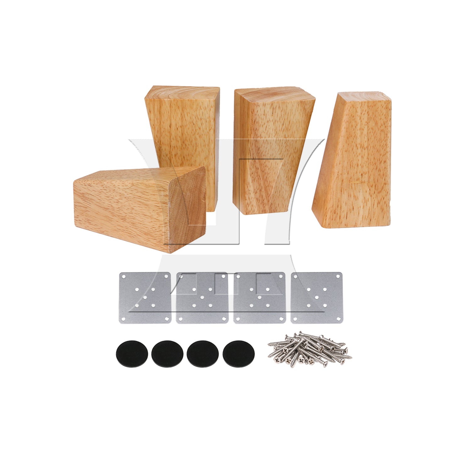 BQLZR 4Pieces Trapezoidal Wooden Furniture Leg 3.94" Wood Color with Mounting Part
