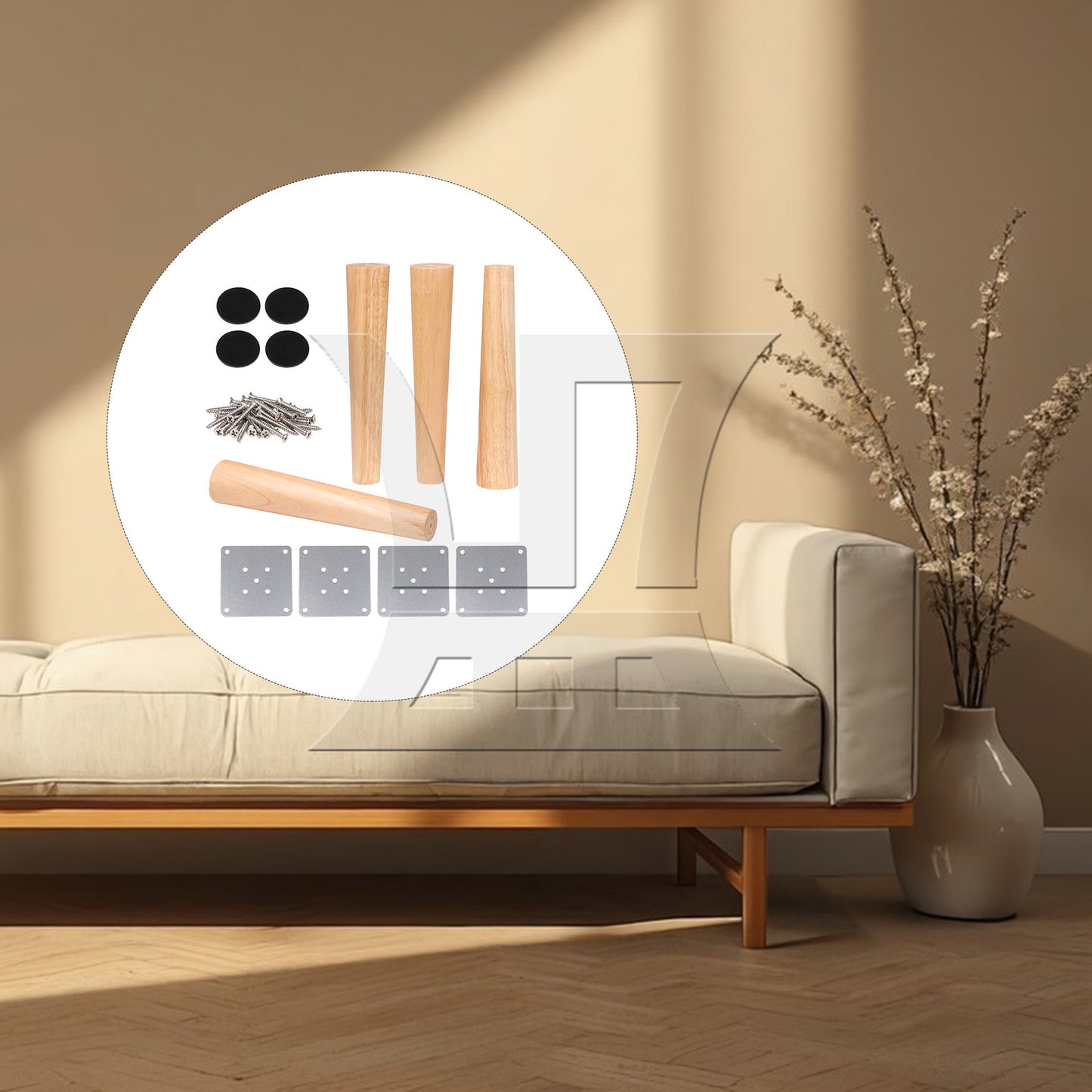 BQLZR 4pcs Solid Wood Furniture Leg 30 x 6 x 3.5 cm for Shoe Cabinet Foot Sideboard Foot