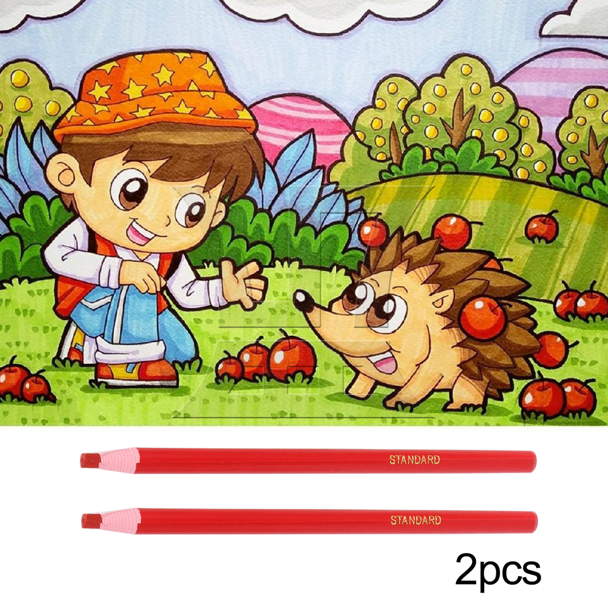 BQLZR 1 Set Of 2 Pieces Sewing Marking Pencils, Solid Wood Handle, For Leather Goods Red