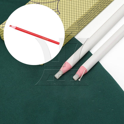 BQLZR 1 Set Of 2 Pieces Sewing Marking Pencils, Solid Wood Handle, For Leather Goods Red