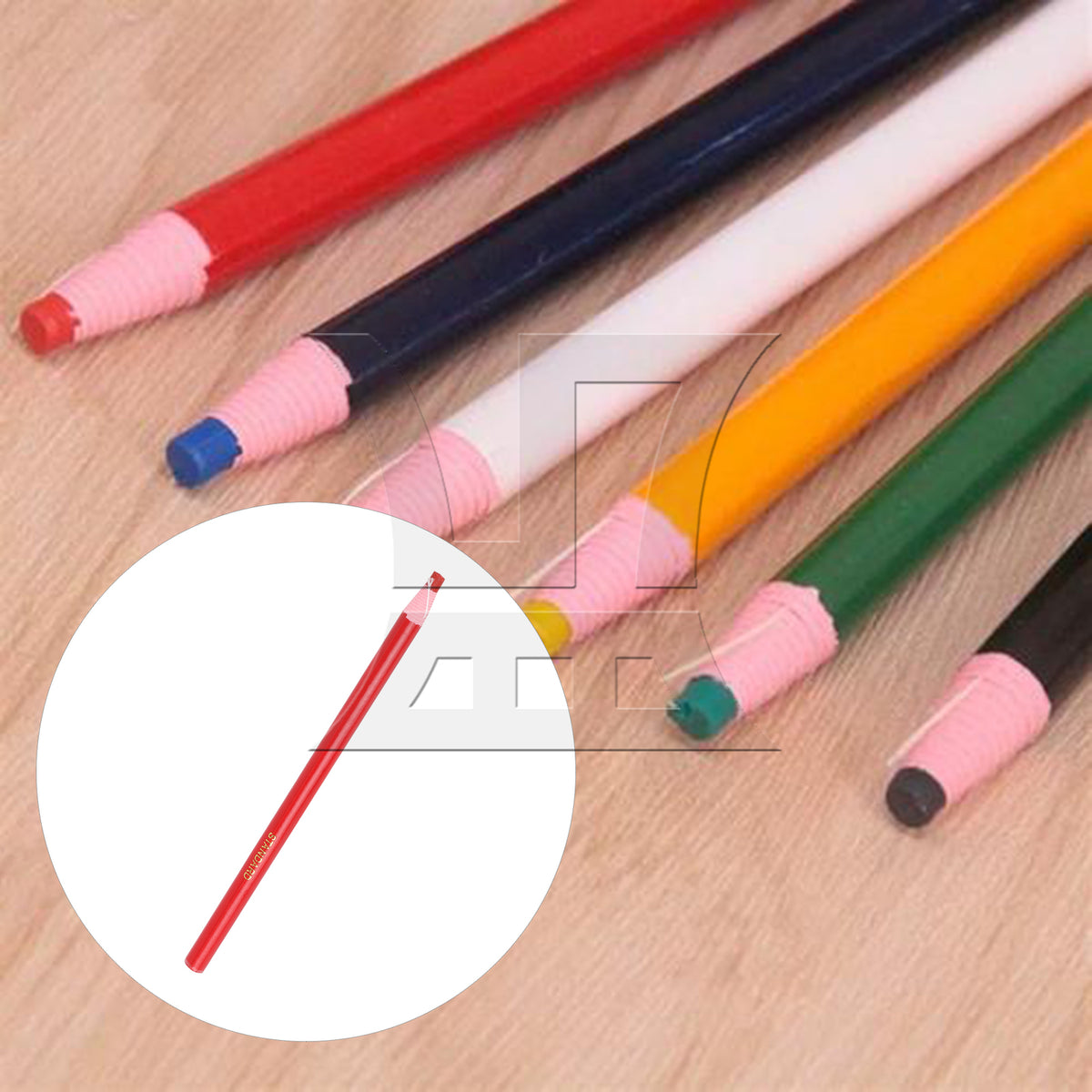 BQLZR 1 Set Of 2 Pieces Sewing Marking Pencils, Solid Wood Handle, For Leather Goods Red
