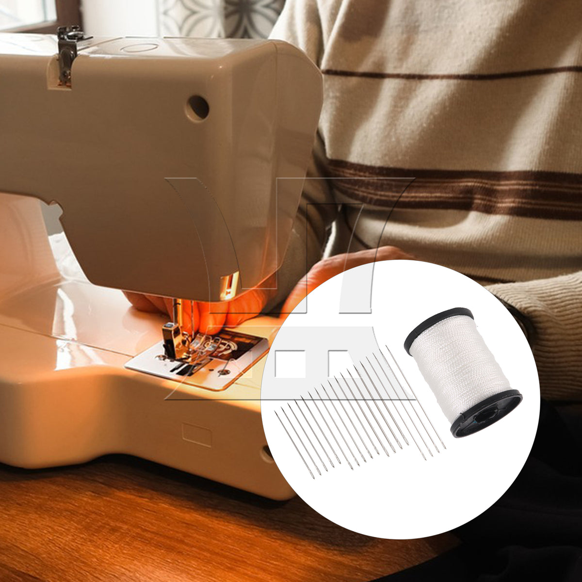 BQLZR 1 Set Of 20 Pieces White Nylon Stretch Thread, Strong And Flexible For Sewing Garments, With Large Eye Sewing Tool