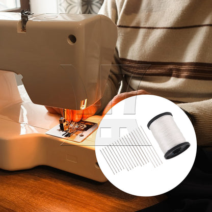 BQLZR 1 Set Of 20 Pieces White Nylon Stretch Thread, Strong And Flexible For Sewing Garments, With Large Eye Sewing Tool