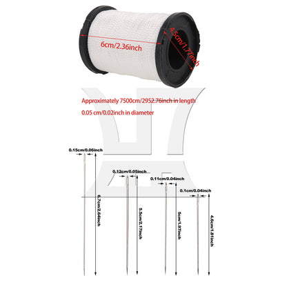 BQLZR 1 Set Of 20 Pieces White Nylon Stretch Thread, Strong And Flexible For Sewing Garments, With Large Eye Sewing Tool