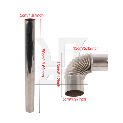 BQLZR 1 Set Of 2 Pieces Exhaust Straight Pipe 1.97 Inches, High Quality Material, For Dryer, With Exhaust Tube Elbow 90 Degrees