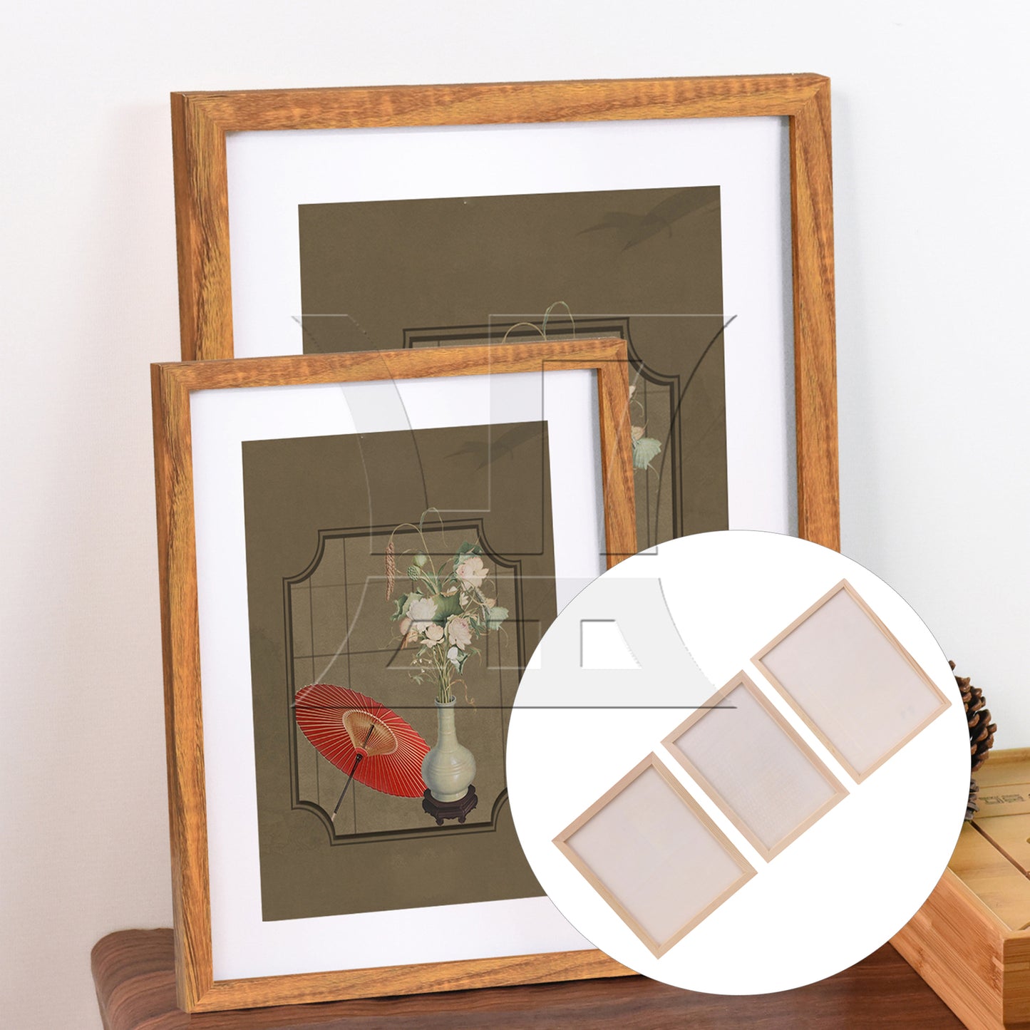 BQLZR 1 Set Of 3 Pieces Wooden Photo Frames, High Quality, For Desktop Display 7.87/9.84/11.81 Inches