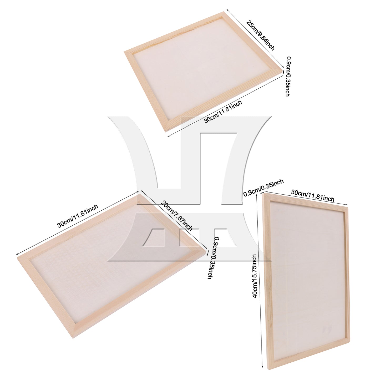 BQLZR 1 Set Of 3 Pieces Wooden Photo Frames, High Quality, For Desktop Display 7.87/9.84/11.81 Inches