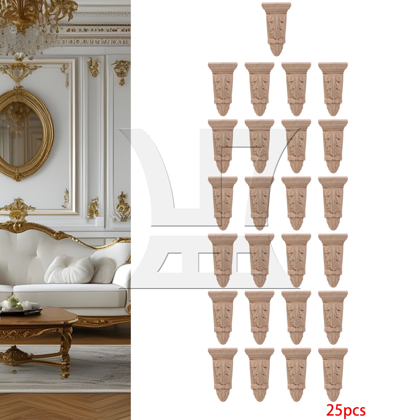 BQLZR Wood Carved Corner Onlay Furniture Door Decal 16x8x2.8cm BQLZR