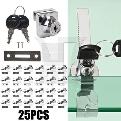 BQLZR Display Cabinet Door Lock 1.38x1.18inch Silver Stainless Steel w/ 4Pcs Key