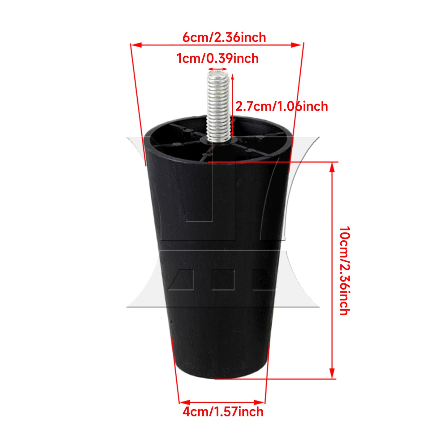BQLZR Plastic Trapezoidal Sofa Leg 40x60x100mm Black for Sofa Legs and Tv Cabinet Legs