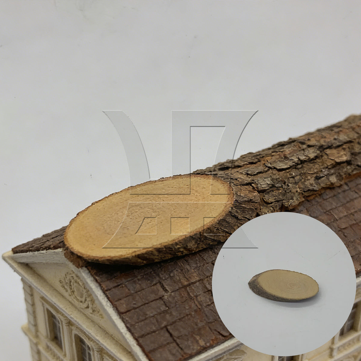 BQLZR Unfinished Wood Crafts with Bark 4x2x0.5CM Used for Building Models Decorative Materials