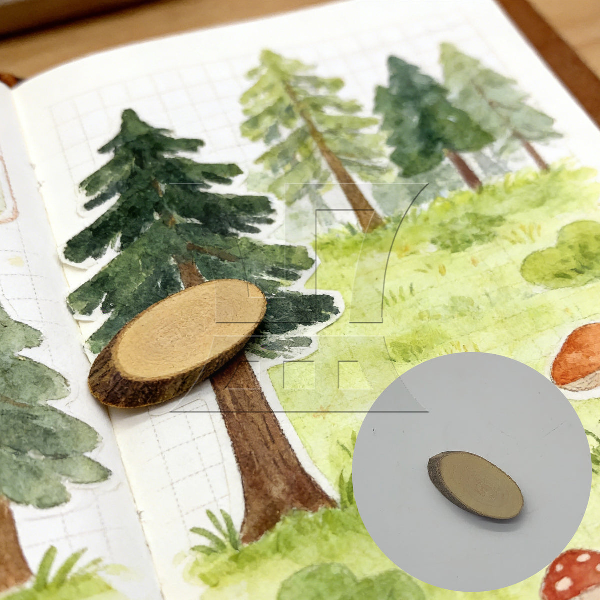 BQLZR Unfinished Wood Crafts with Bark 4x2x0.5CM Used for Building Models Decorative Materials