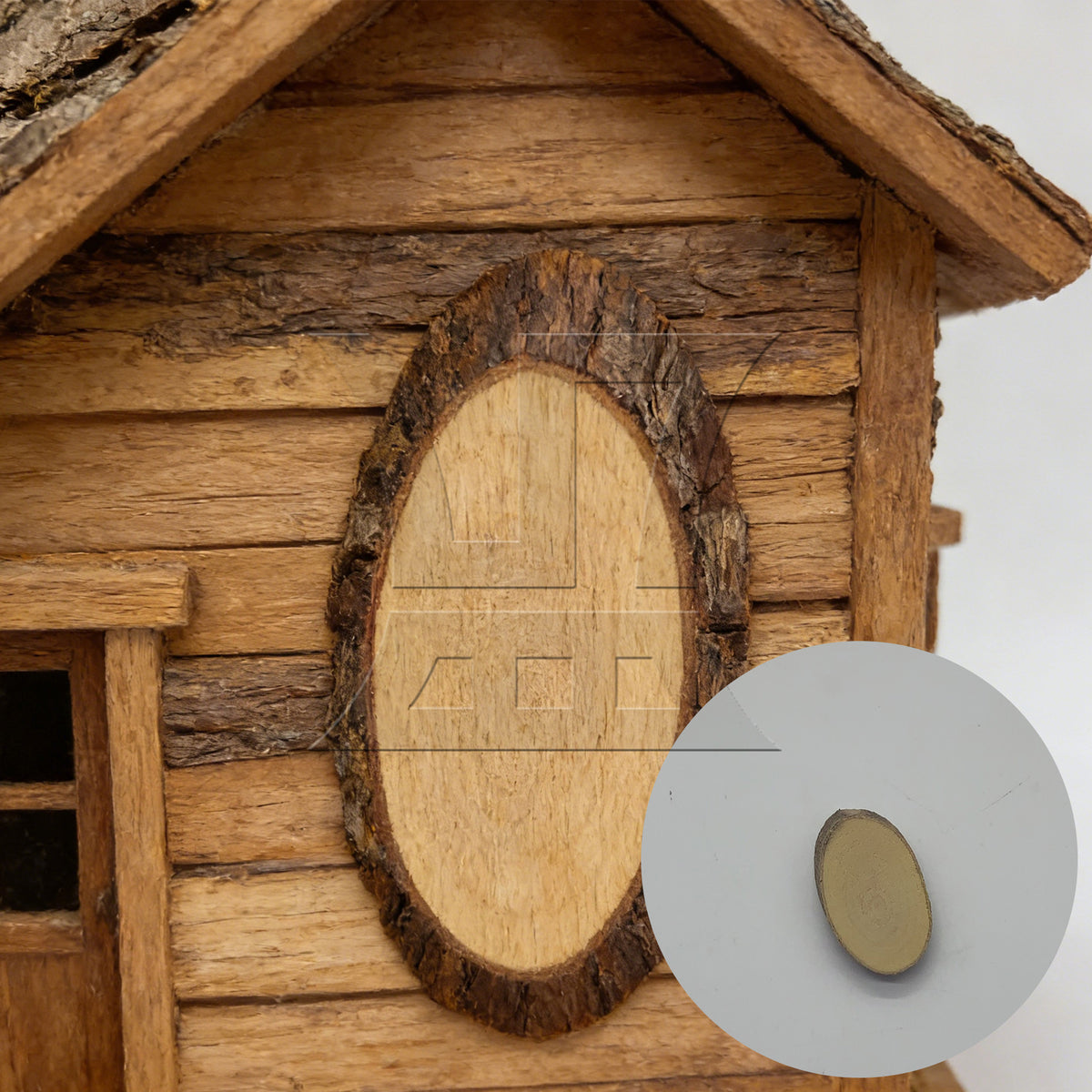 BQLZR Unfinished Wood Crafts with Bark 4x2x0.5CM Used for Building Models Decorative Materials