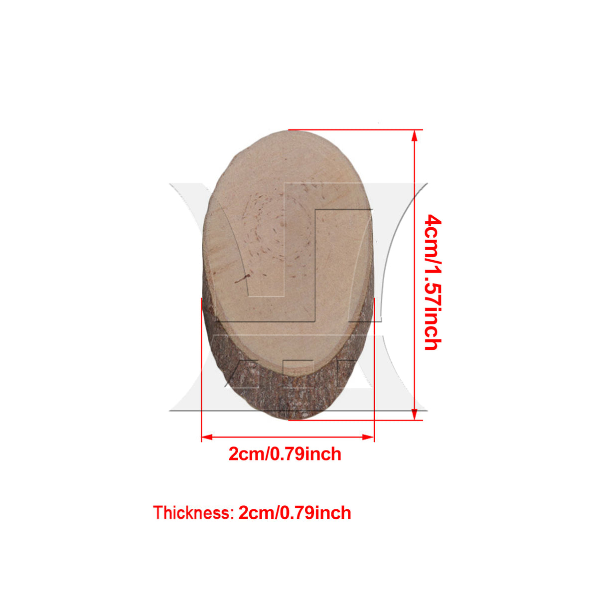 BQLZR Unfinished Wood Crafts with Bark 4x2x0.5CM Used for Building Models Decorative Materials