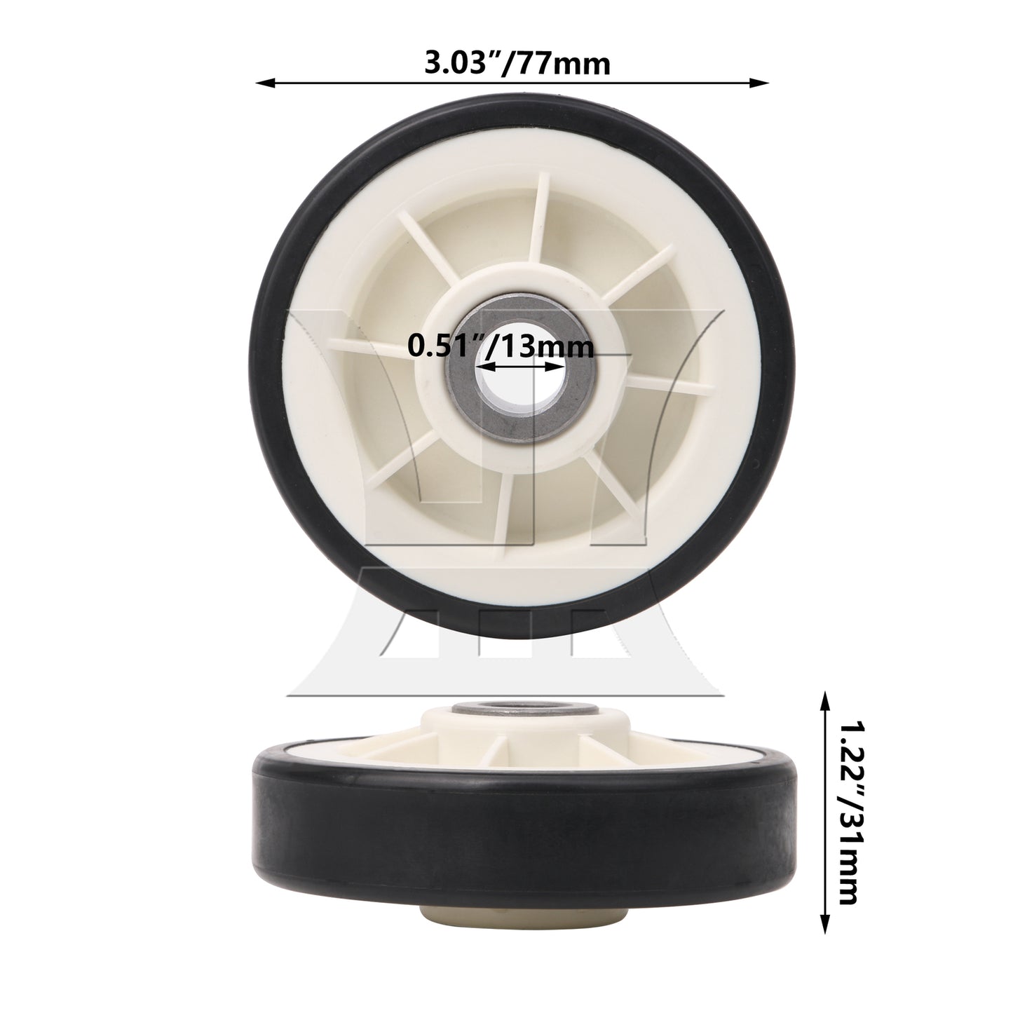 BQLZR 2 Pieces 303373K Black Drum Support Roller Kit Dryer Drum Roller Wheel Set