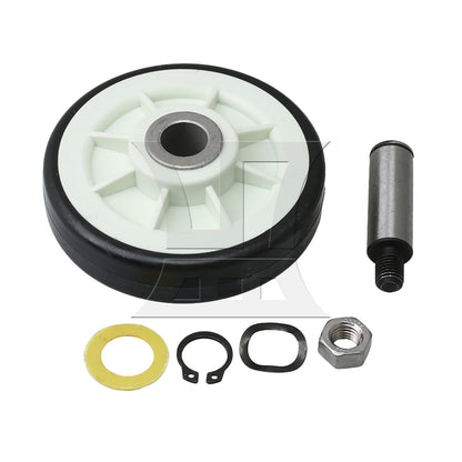 BQLZR 2 Pieces 303373K Black Drum Support Roller Kit Dryer Drum Roller Wheel Set
