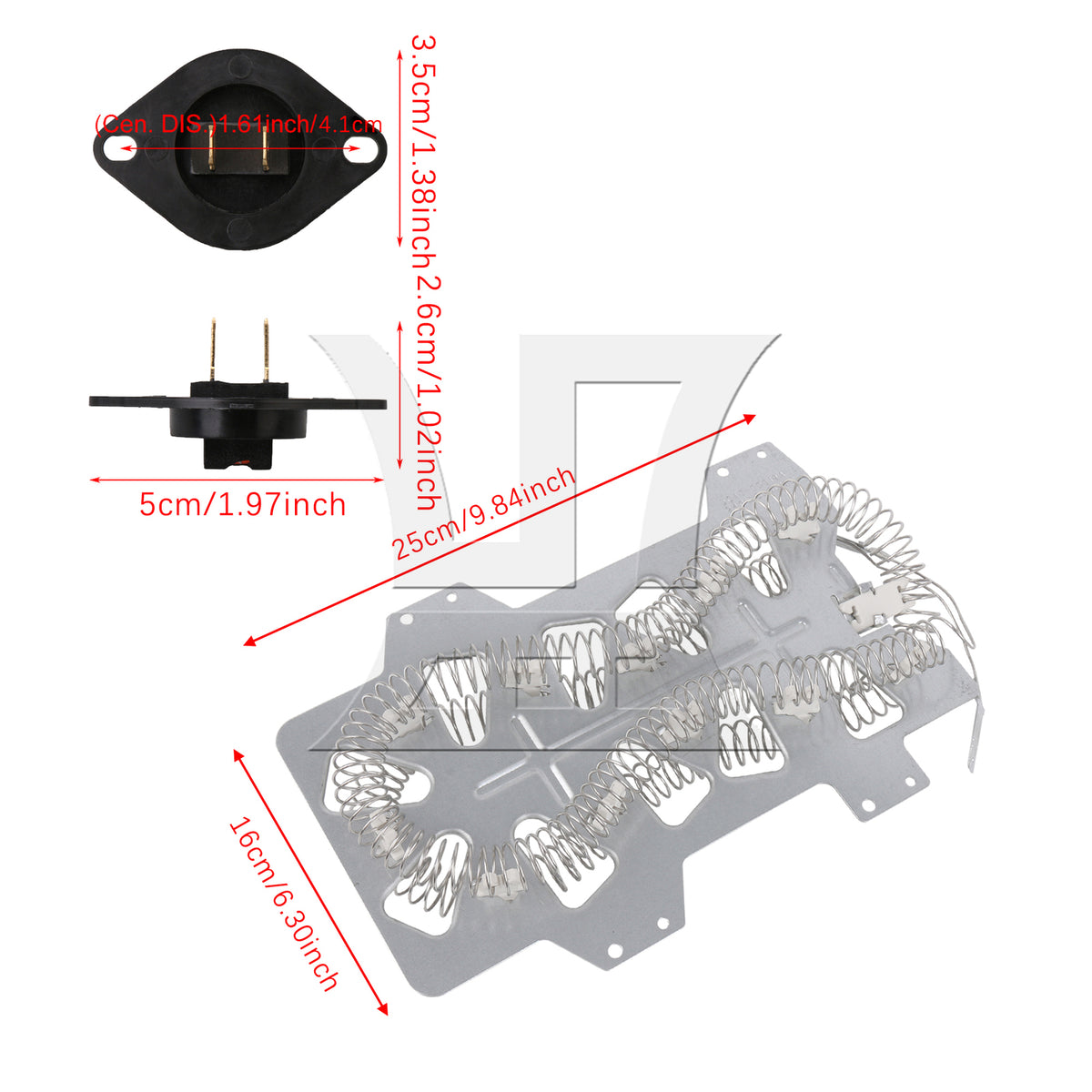 BQLZR Dryer Thermistor DC32-00007A & Heater Element Replacement for 35001119