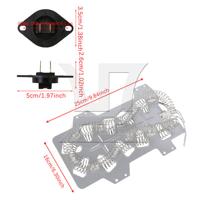 BQLZR Dryer Thermistor DC32-00007A & Heater Element Replacement for 35001119