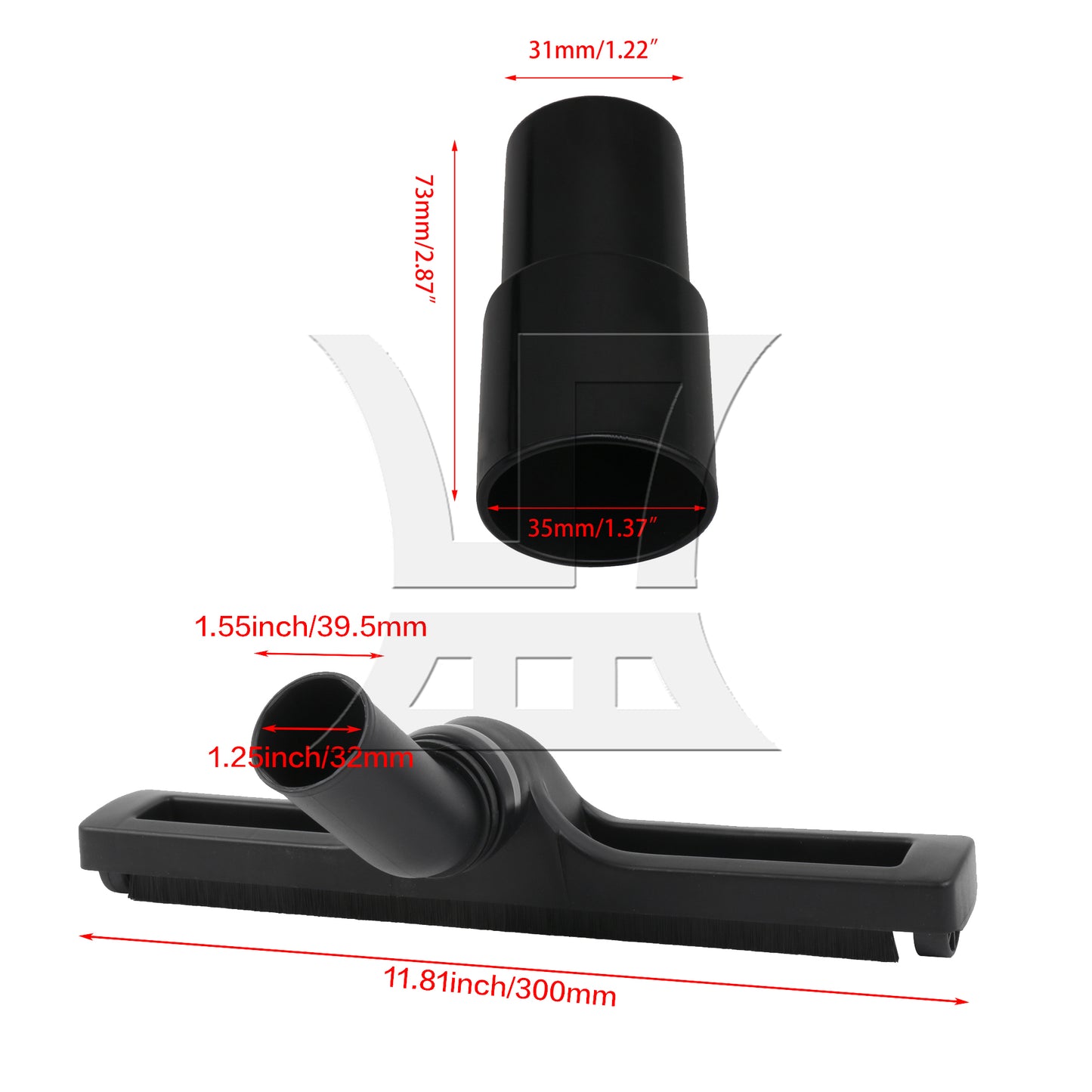 BQLZR  Vacuum Floor Brush Attachment Set 300x50mm w/ 35 to 32mm Hose Adapter