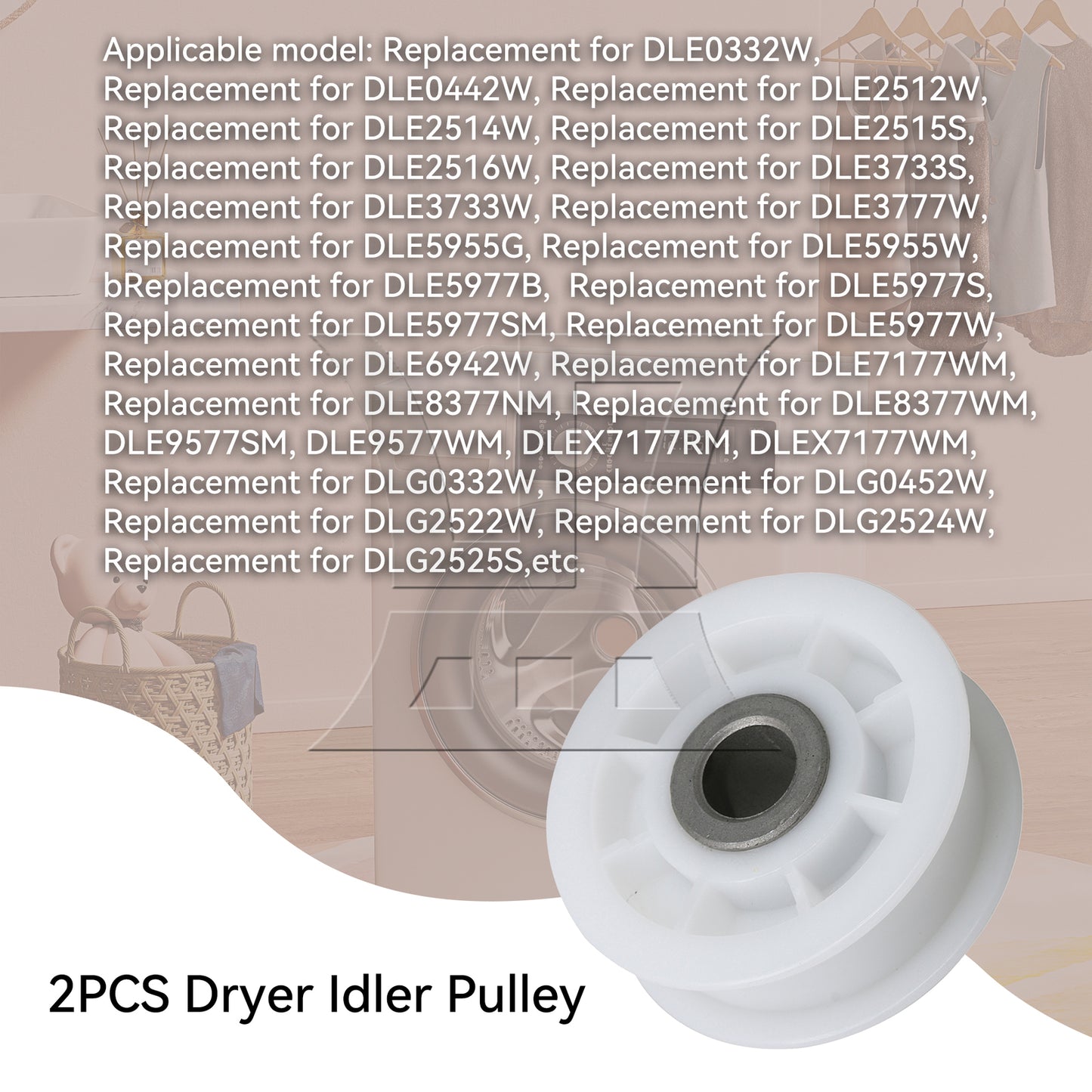 BQLZR 2Pieces Plastic Idler Pulley Replacement for 687152232864 Dryer Repairing