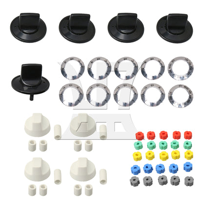 BQLZR White Plastic Round Control Knobs for Oven w/ 12 Adapters