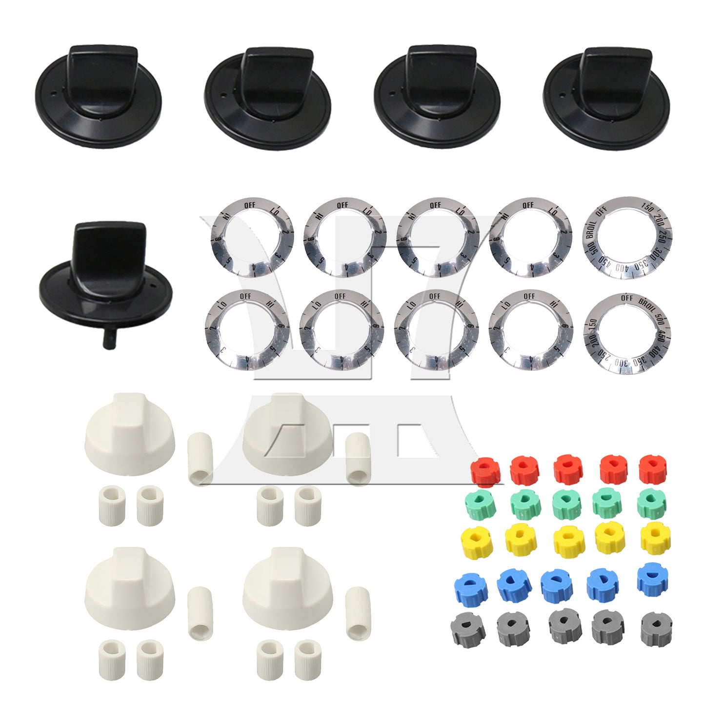 BQLZR Oven Konbs Kit Black Plastic Replacement for RK103 with Adapter Inserts