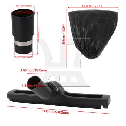 BQLZR Vacuum Square Brush 1.25 Inch ID with Hose Adapter 32mm to 39mm Black