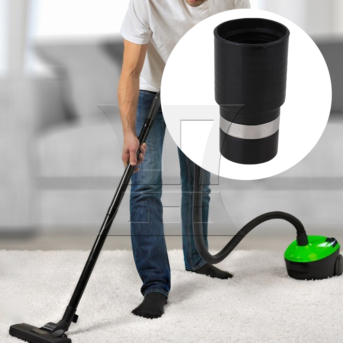 BQLZR Vacuum Square Brush 1.25 Inch ID with Hose Adapter 32mm to 39mm Black
