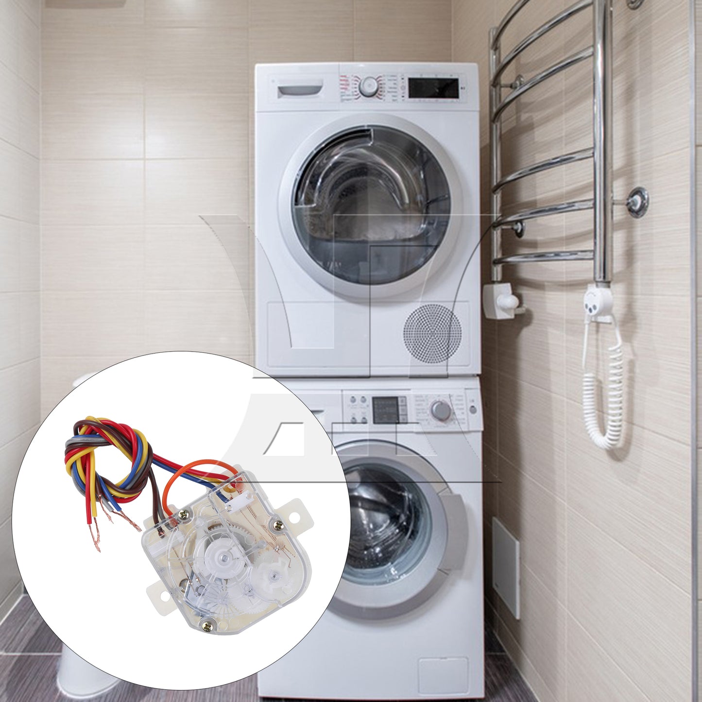 BQLZR  5 Wires Square Clothes Washer Control Timer Part Distance Holes 7.2cm