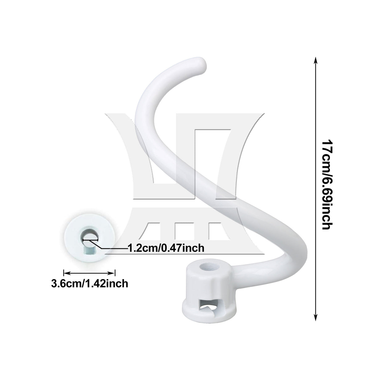 BQLZR 2 Pieces White Spiral Coated Dough Hook Tools Replacement for KV25G0X 5-6QT