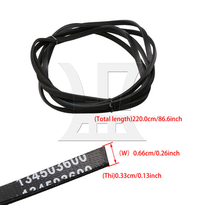 BQLZR 2 Pieces Hard Rubber Dryer Drive Belt Transmission Belt 1156784 220cm L Black