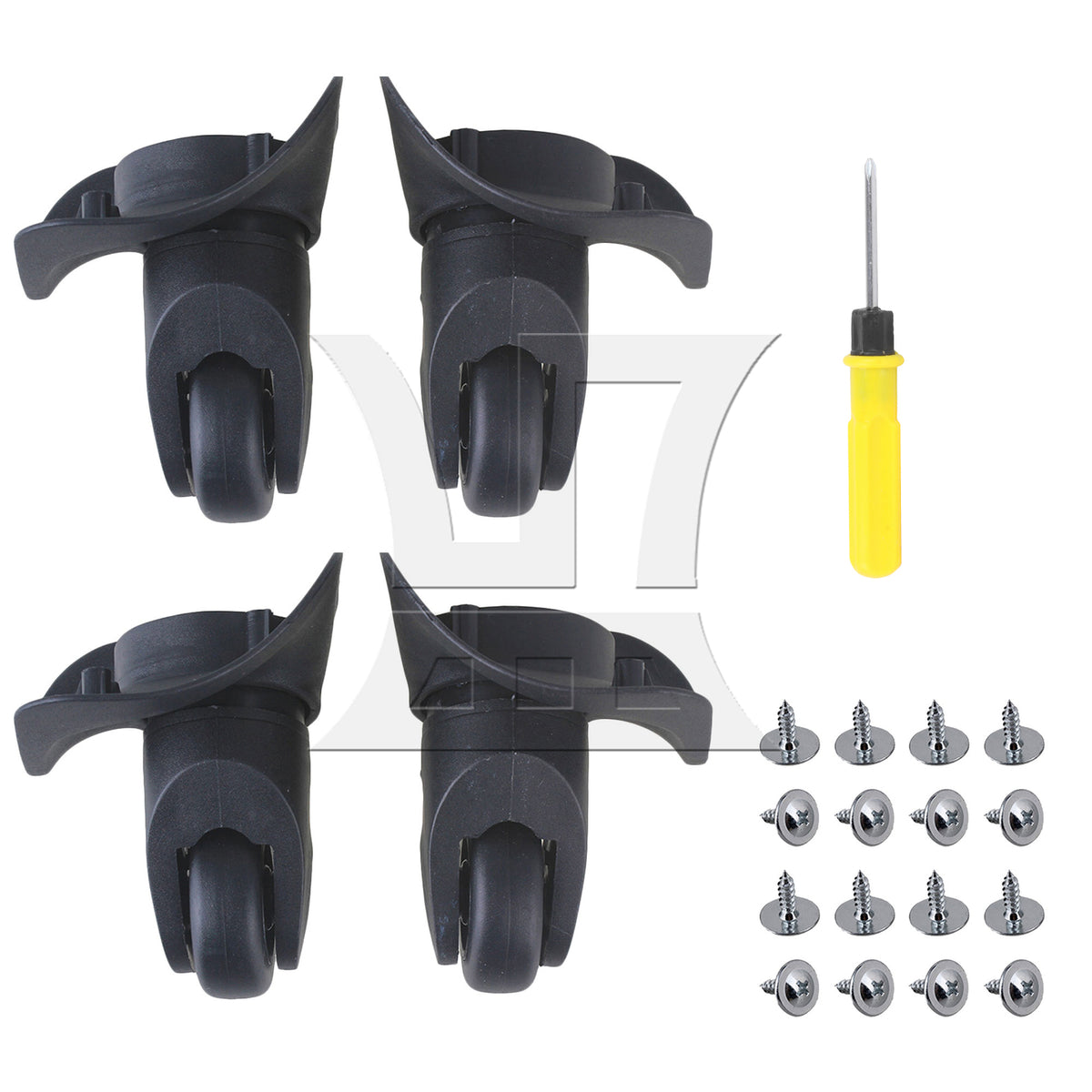BQLZR 2pcs Luggage Swivel Wheels 1R1L 115W Series W041-2 Black Large with 1pc Mascara Tube 10ml for Replacing Damaged Accessories