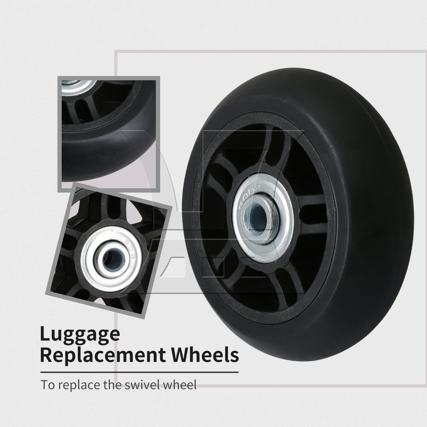 BQLZR 2Pieces Suitcase Replacement Wheels Black PVC 2.76x1.06inch Shock Absorbing