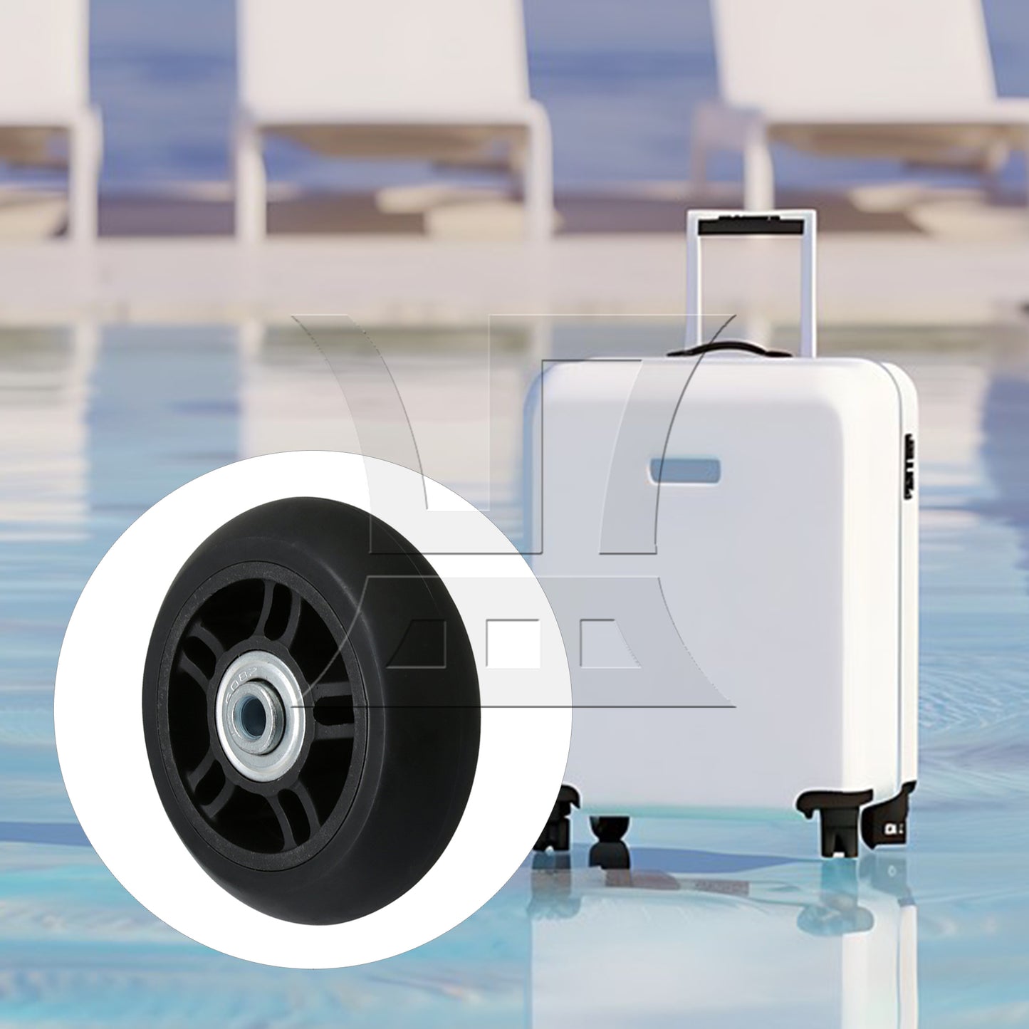BQLZR 2Pieces Suitcase Replacement Wheels Black PVC 2.76x1.06inch Shock Absorbing