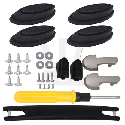 BQLZR Black Luggage Bracket Side Feet Pads Plastic Rubber with 4 Screw