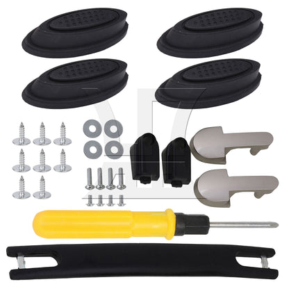BQLZR Black Luggage Bracket Side Feet Pads Plastic Rubber with 4 Screw