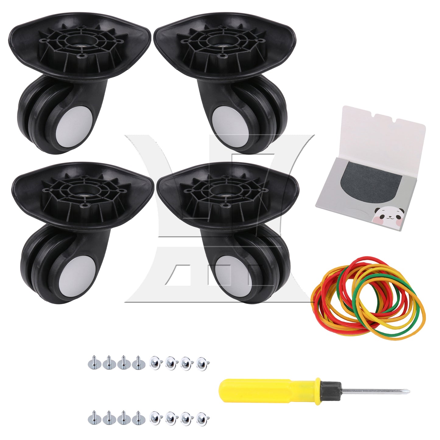 BQLZR 1 Left & 1 Right 95x92x50cm Black DIY Caster Wheel with 4 Holes