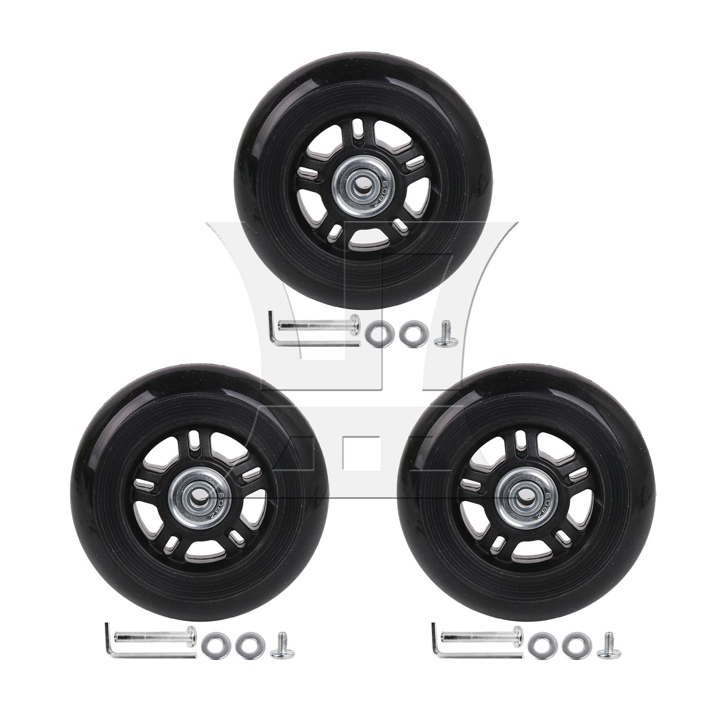 BQLZR 9cm Dia Luggage Suitcase Wheels Outdoor Replacement PU Rubber Wheel with Screw