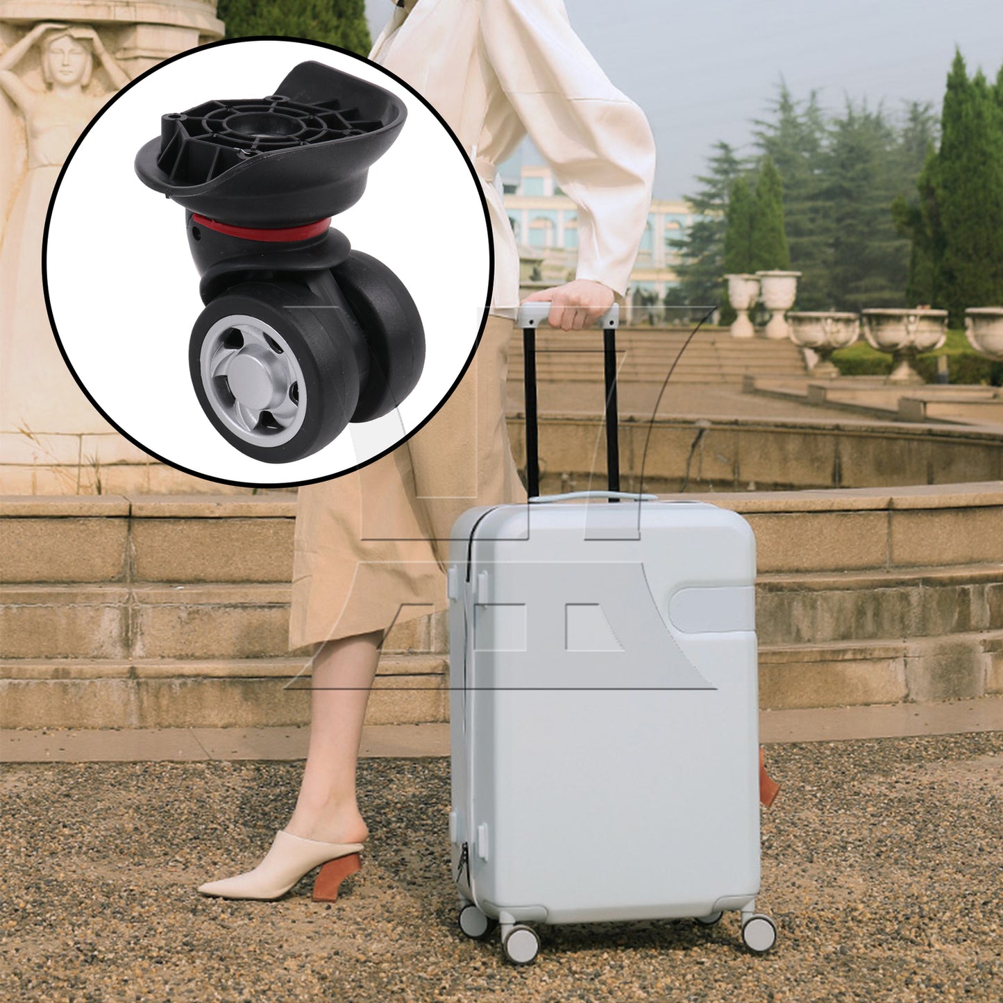 BQLZR Luggage Suitcase Casters Mute Bearing Repair 3.58" W055 Black Left Set