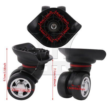 BQLZR Luggage Suitcase Casters Mute Bearing Repair 3.58" W055 Black Left Set