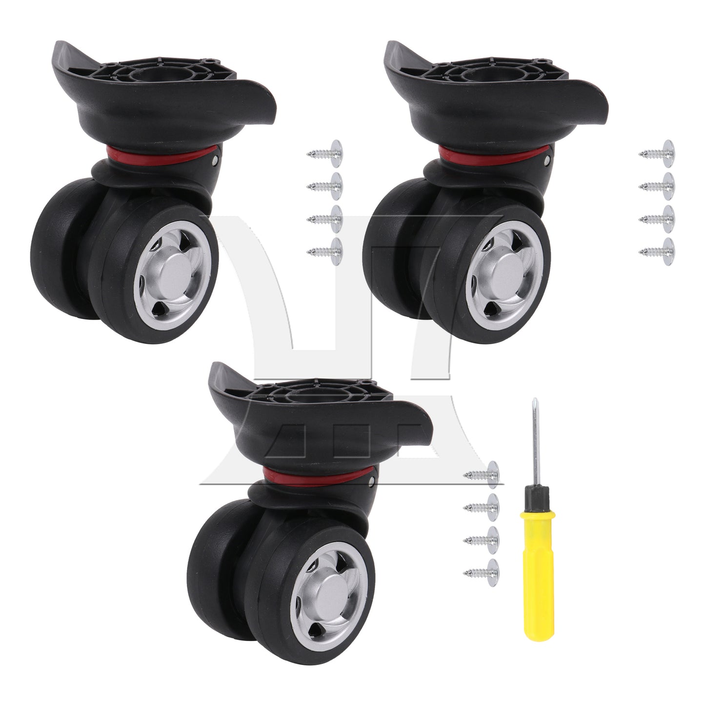 BQLZR Luggage Suitcase Casters Mute Bearing Repair 3.58" W055 Black Left Set