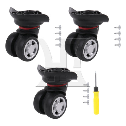 BQLZR Luggage Suitcase Casters Mute Bearing Repair 3.58" W055 Black Left Set