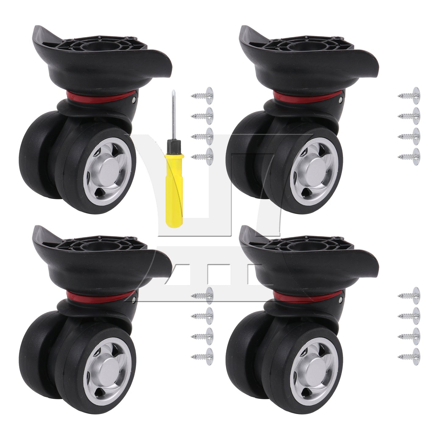 BQLZR Luggage Suitcase Casters Mute Bearing Repair 3.58" W055 Black Left Set