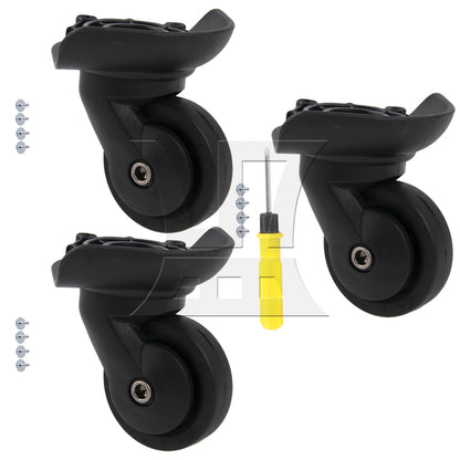 BQLZR 3.03" Overall Height Luggage Suitcase Wheels Black Right W293 with Screwdriver