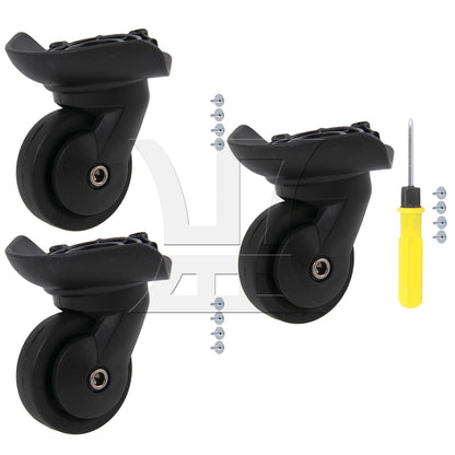 BQLZR 3 Pieces Left Luggage Swivel Caster Wheels Plastic W293 with Screwdrivers